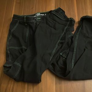 Black and neon green trendy cargo jeans